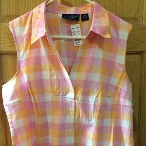 NWT Orange/Pink Plaid Tank Top